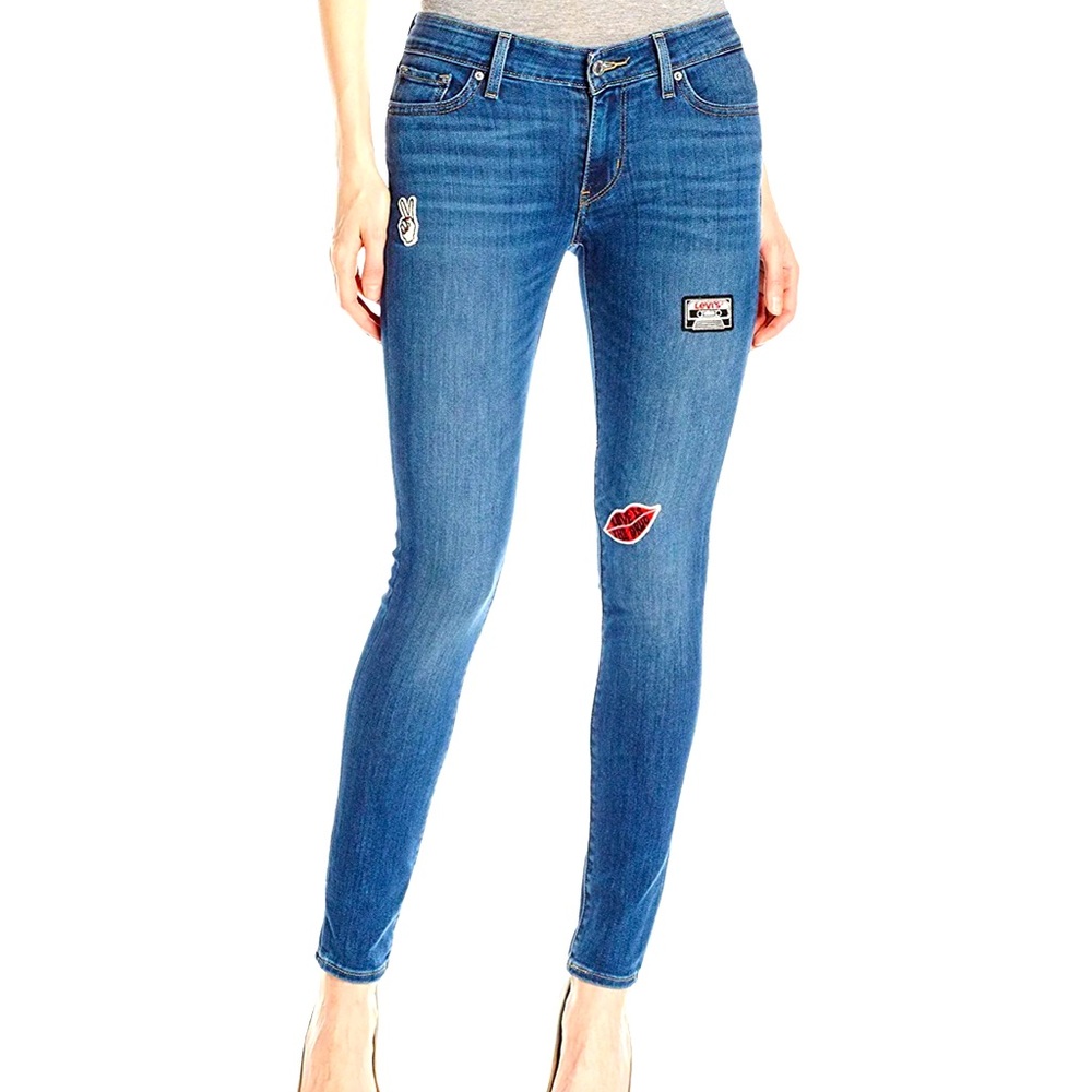 Levi's Women's 711 Mid Rise Stretch Skinny Jeans Size 28 With Patches‎